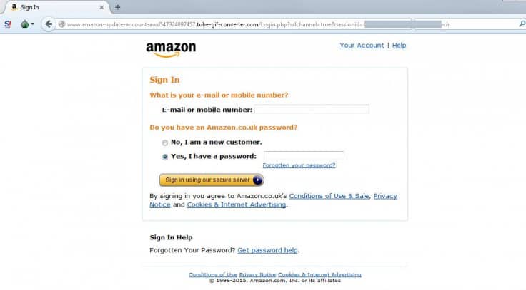 Amazon phishing site